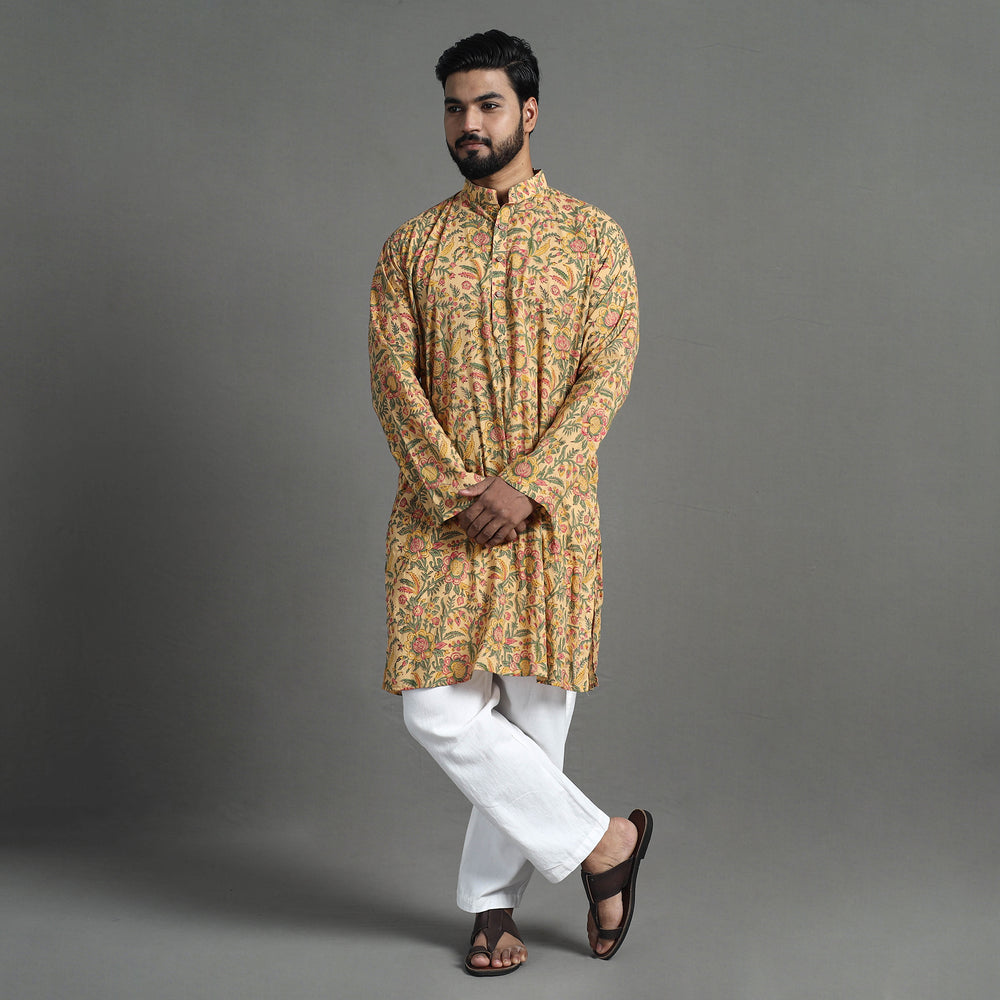 Block Print Cotton Sanganeri Kurta for Men (Long) 17