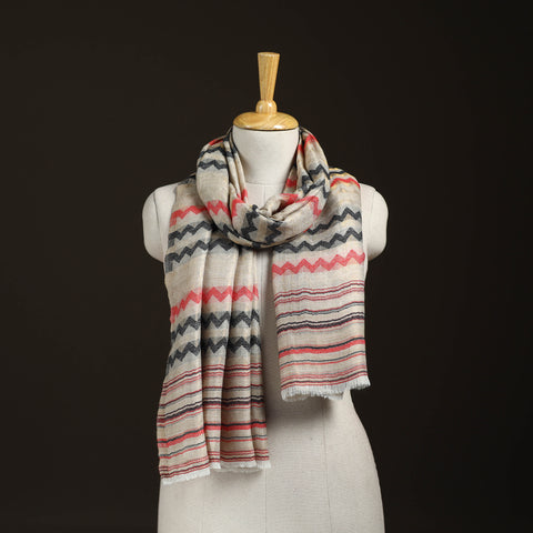 Zig Zag Zari Weave Fine Wool Stole for Women 97