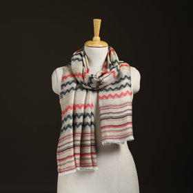 Zig Zag Zari Weave Fine Wool Stole for Women 97