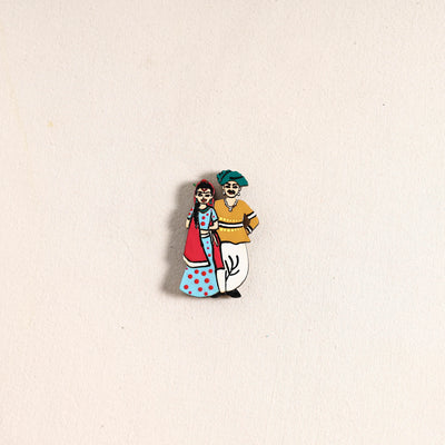 Rajasthani Couple Handpainted Fridge Magnet 45