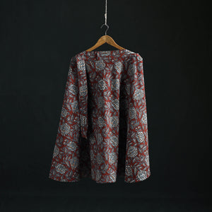 Red - Bagru Hand Block Print Cotton Wrap Around Skirt 08