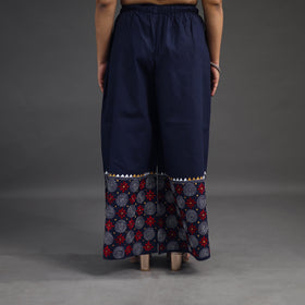 Navy blue - kantha hand embroidery palazzo in cotton 05