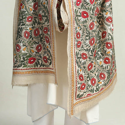 Bengal Kantha Hand Embroidery Tussar Silk Handloom Dupatta 15