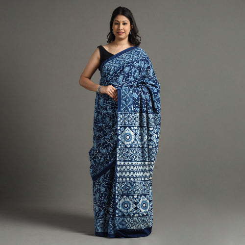 block printed saree