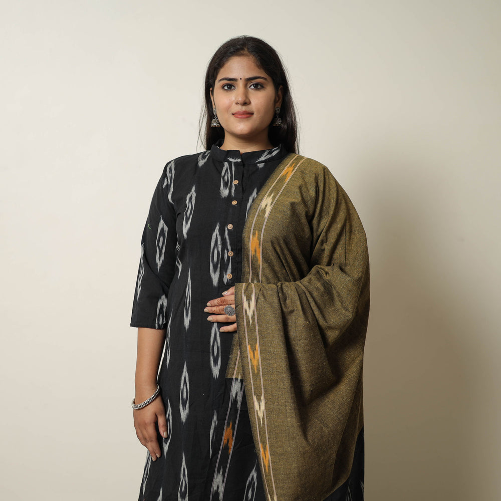 Black - Handloom Cotton Pochampally Ikat Kurta Set 18