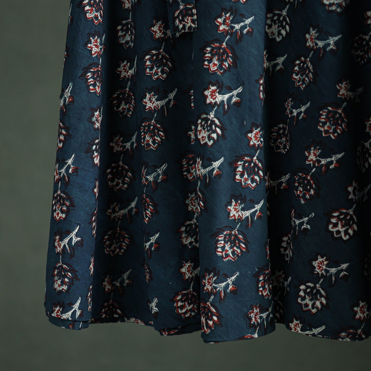 Bagru Hand Block Print Natural Dyed Cotton Wrap Around Skirt 11