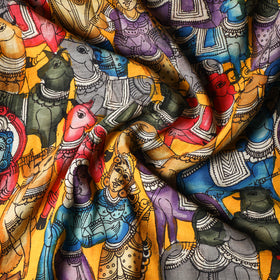  Srikalahasti Pen Work Chanderi Silk Kalamkari Fabric 