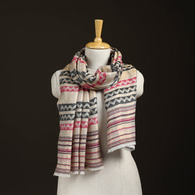 Zig Zag Zari Weave Fine Wool Stole for Women 98