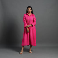 Inayat Hot Pink Plain Button Down Woollen Dress 10