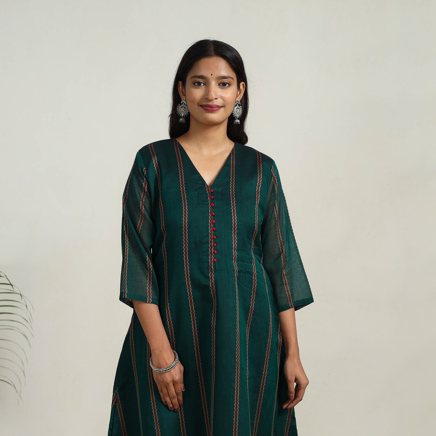 Green - Mercerised Cotton A-Line Dharwad Kurta 08