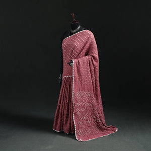 Pink - Kutch Bandhani Tie-Dye Cotton Saree 38