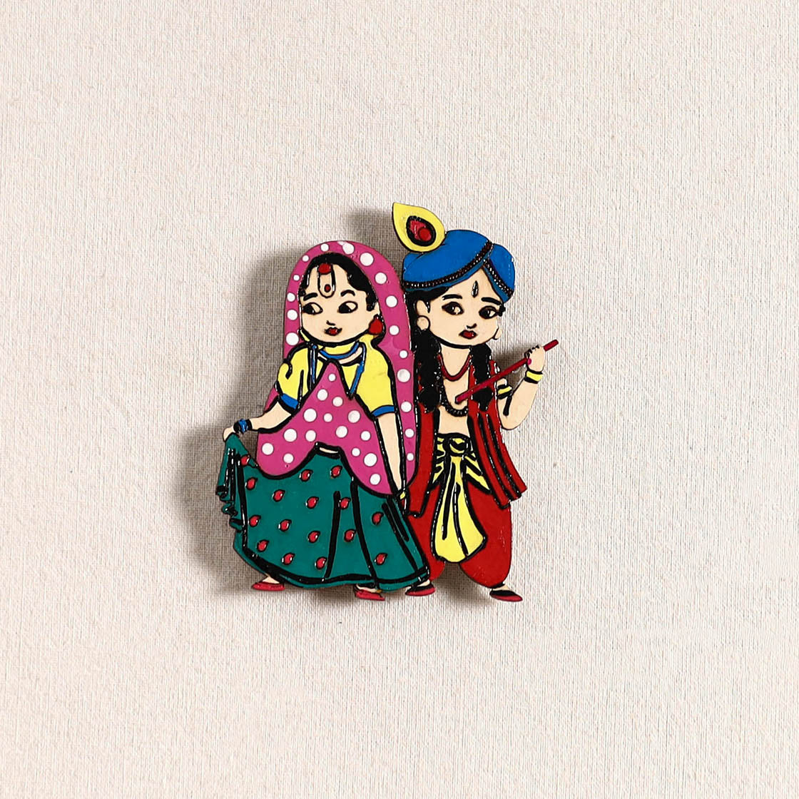Radha Krishna Couple Handpainted Fridge Magnet 46