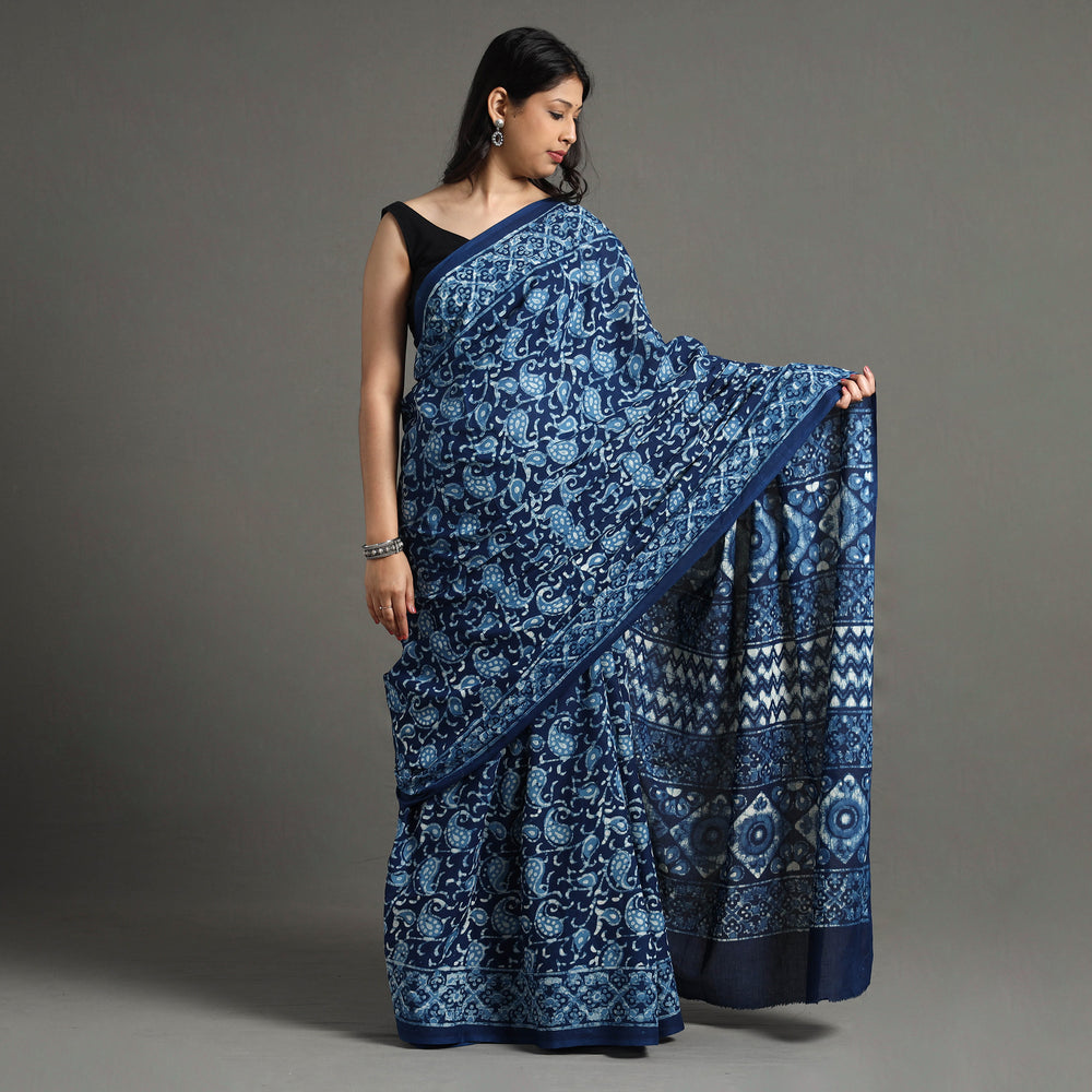 block printed saree