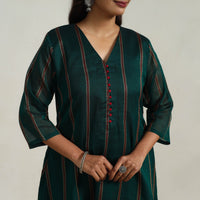 Green - Mercerised Cotton A-Line Dharwad Kurta 08