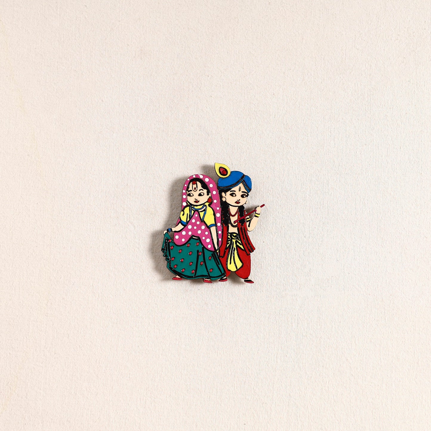 Radha Krishna Couple Handpainted Fridge Magnet 46
