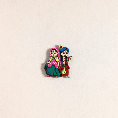 Radha Krishna Couple Handpainted Fridge Magnet 46