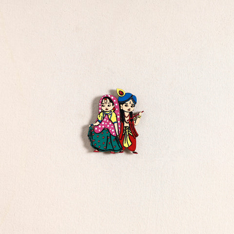Radha Krishna Couple Handpainted Fridge Magnet 46