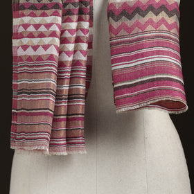 Zig Zag Zari Weave Fine Wool Stole for Women 100