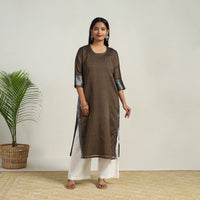 Brown - Mercerised Cotton Straight Dharwad Kurta 02