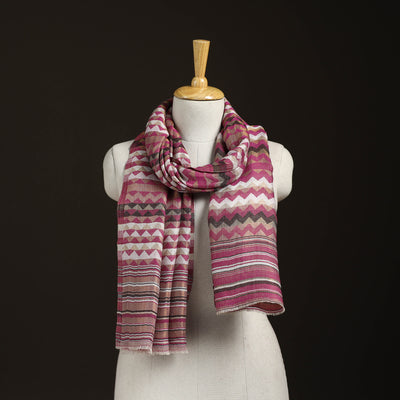 Zig Zag Zari Weave Fine Wool Stole for Women 100