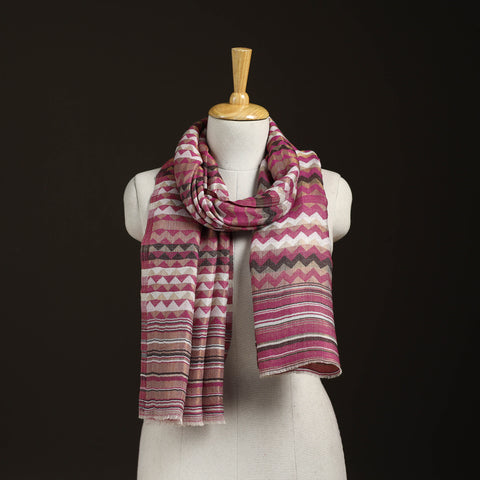 Zig Zag Zari Weave Fine Wool Stole for Women 100