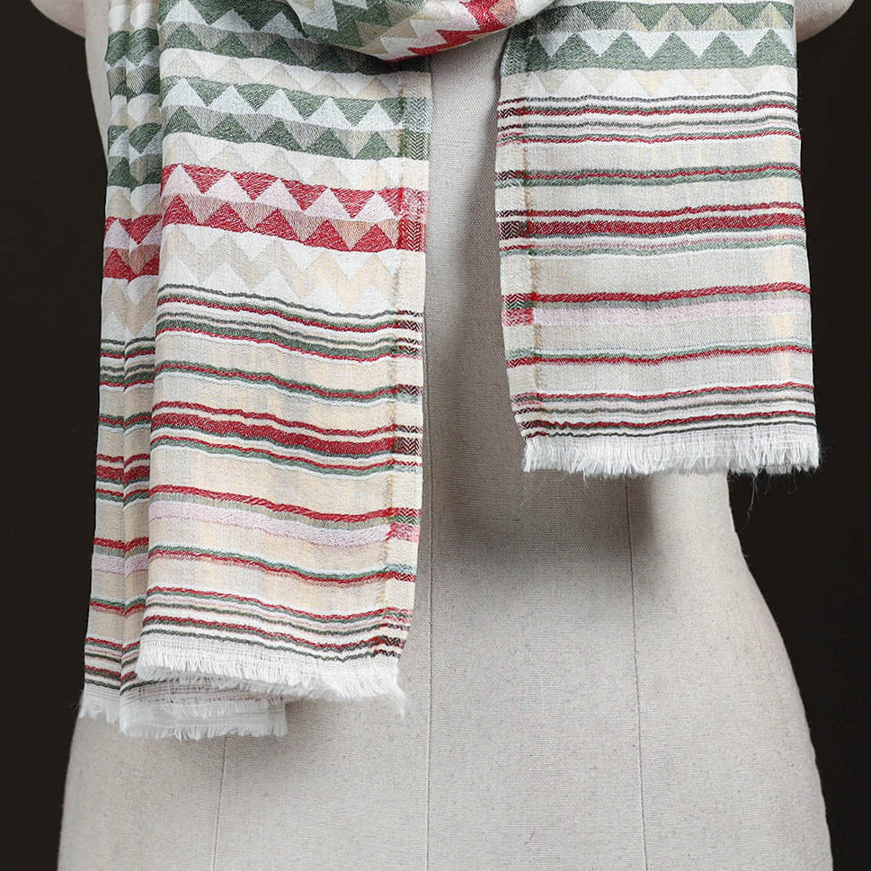 Zig Zag Zari Weave Fine Wool Stole for Women 101