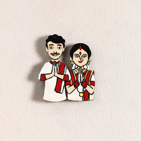 Bengali Couple Handpainted Fridge Magnet 47