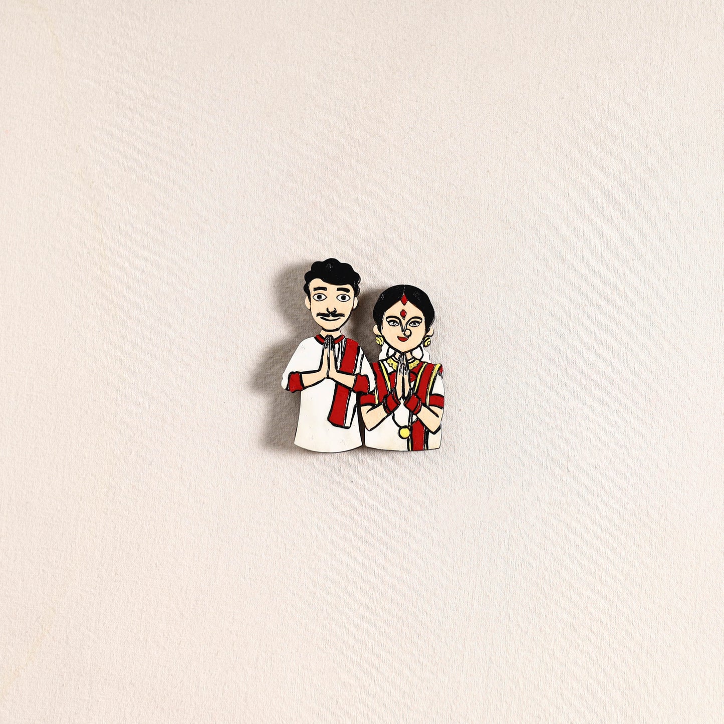 Bengali Couple Handpainted Fridge Magnet 47
