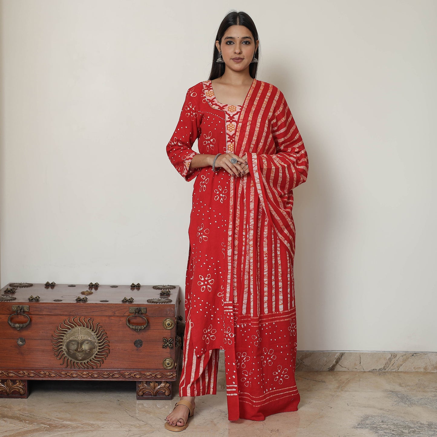 Batik Kurta with Palazzo & Dupatta Set