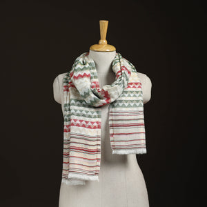 Zig Zag Zari Weave Fine Wool Stole for Women 101