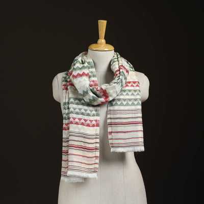 Zig Zag Zari Weave Fine Wool Stole for Women 101