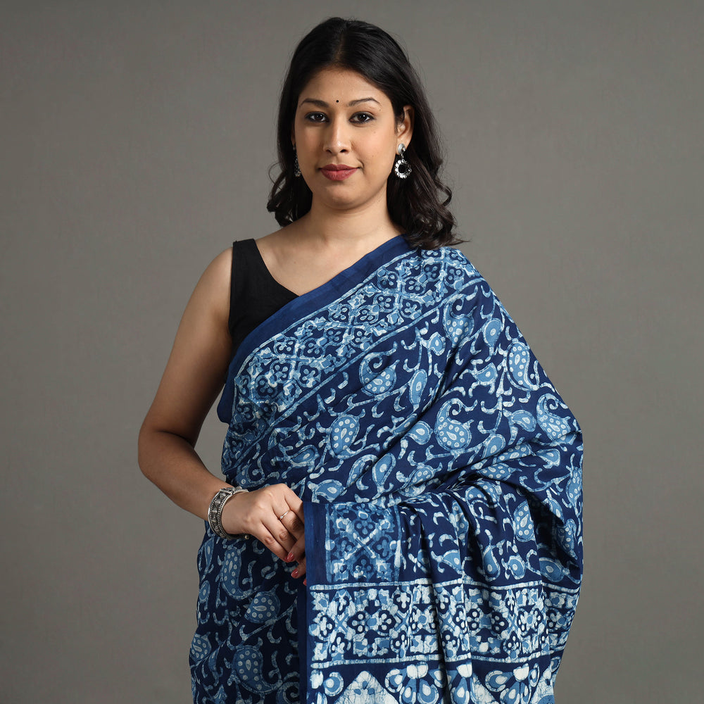 block printed saree