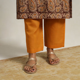 Brown - printed cotton kalamkari kurta set 14 - handcrafted