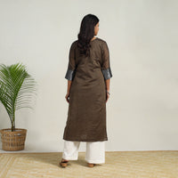 Brown - Mercerised Cotton Straight Dharwad Kurta 02