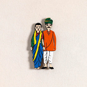 Marathi Couple Handpainted Fridge Magnet 48