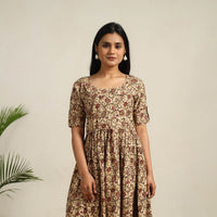 Pedana Block Print Cotton Flared Kalamkari Dress 08