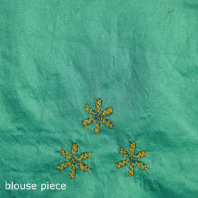 Green - Bengal Nakshi Kantha Hand Embroidered Silk Saree 25