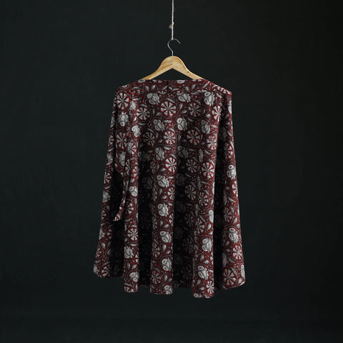 Maroon - Bagru Hand Block Print Cotton Wrap Around Skirt 10