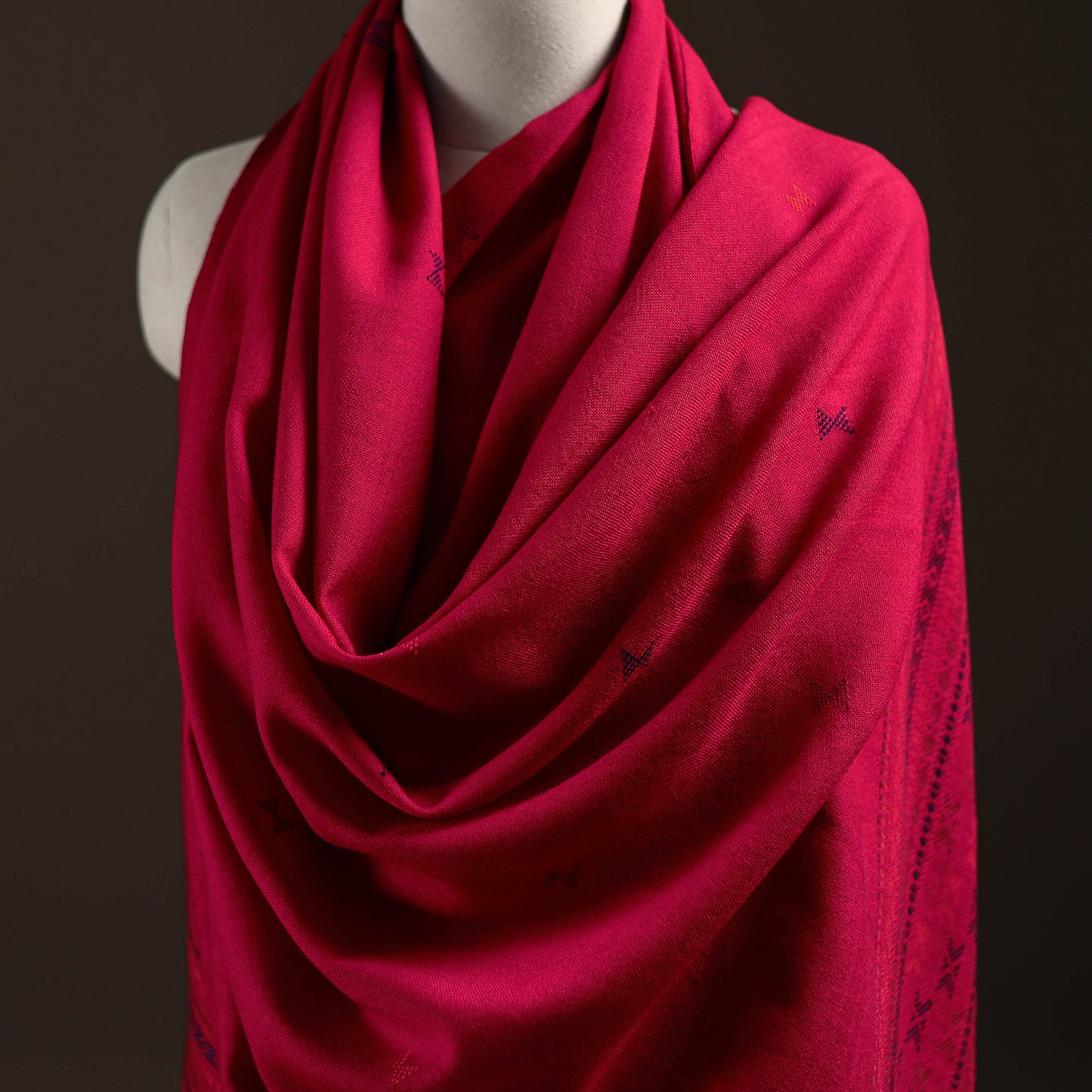 Kutch Bhujodi Handwoven Merino Wool Dhabla Shawl 33