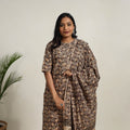 Brown - printed cotton kalamkari kurta set 10 - handcrafted