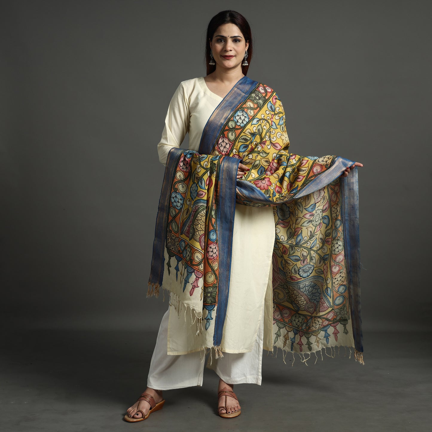 Kalamkari Handpainted Dupatta