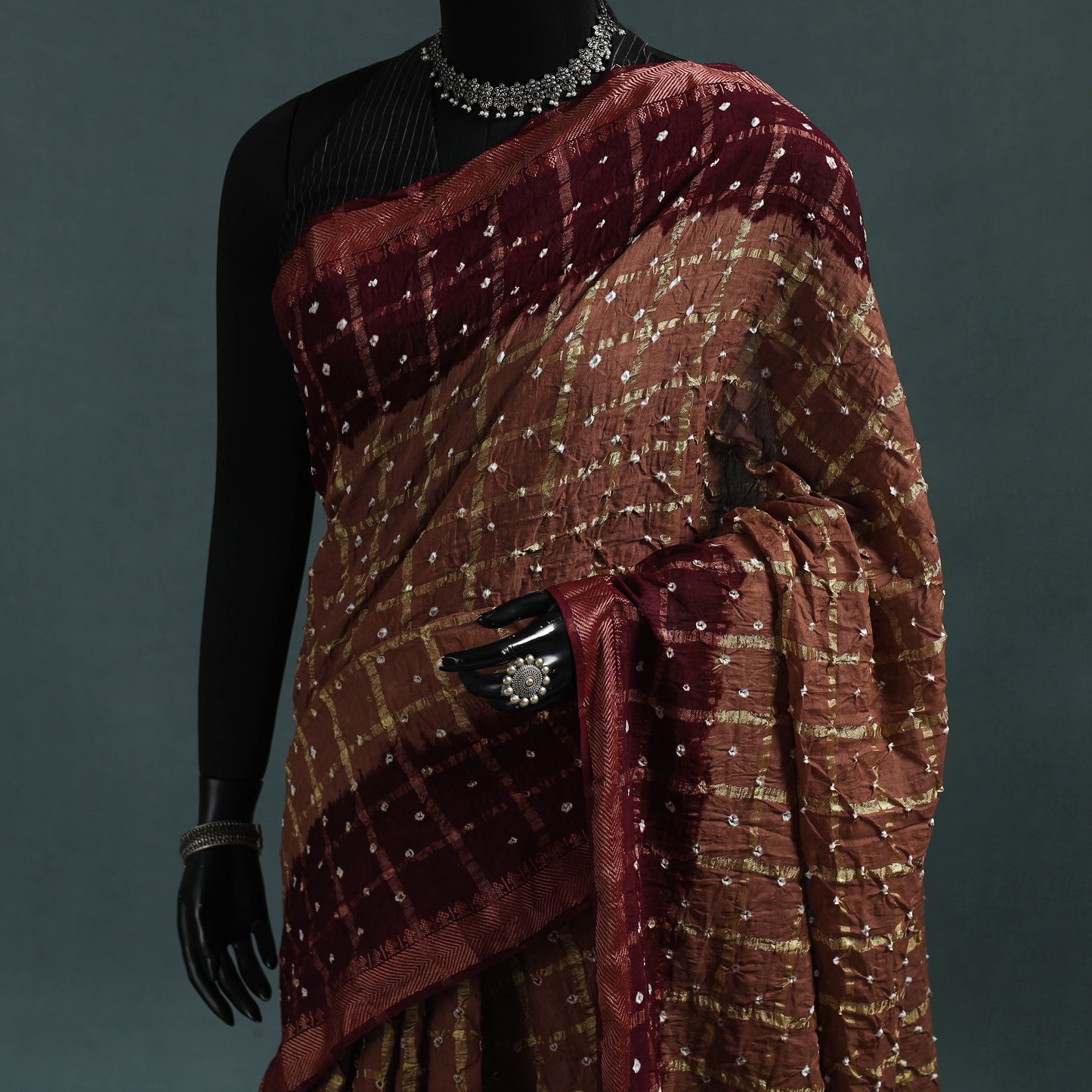 Kutch Tie-Dye Bandhani Cotton Saree with Blouse Piece 05