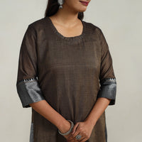 Brown - Mercerised Cotton Straight Dharwad Kurta 02