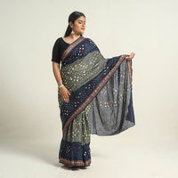 Grey - Kutch Tie-Dye Cotton Bandhani Saree with Blouse Piece 03