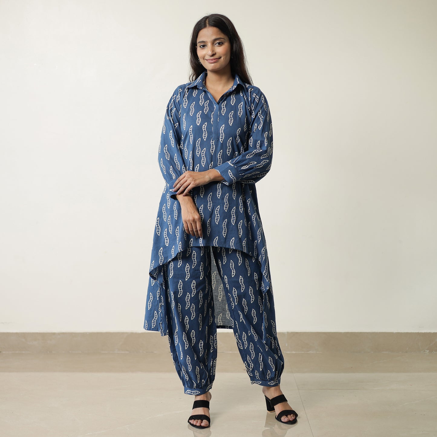 Blue - Indigo Hand Block Printed Cotton Co-Ord Set 13