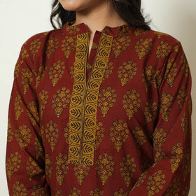 Red - Bagh Block Printed Cotton Kurta with Palazzo & Dupatta Set 15