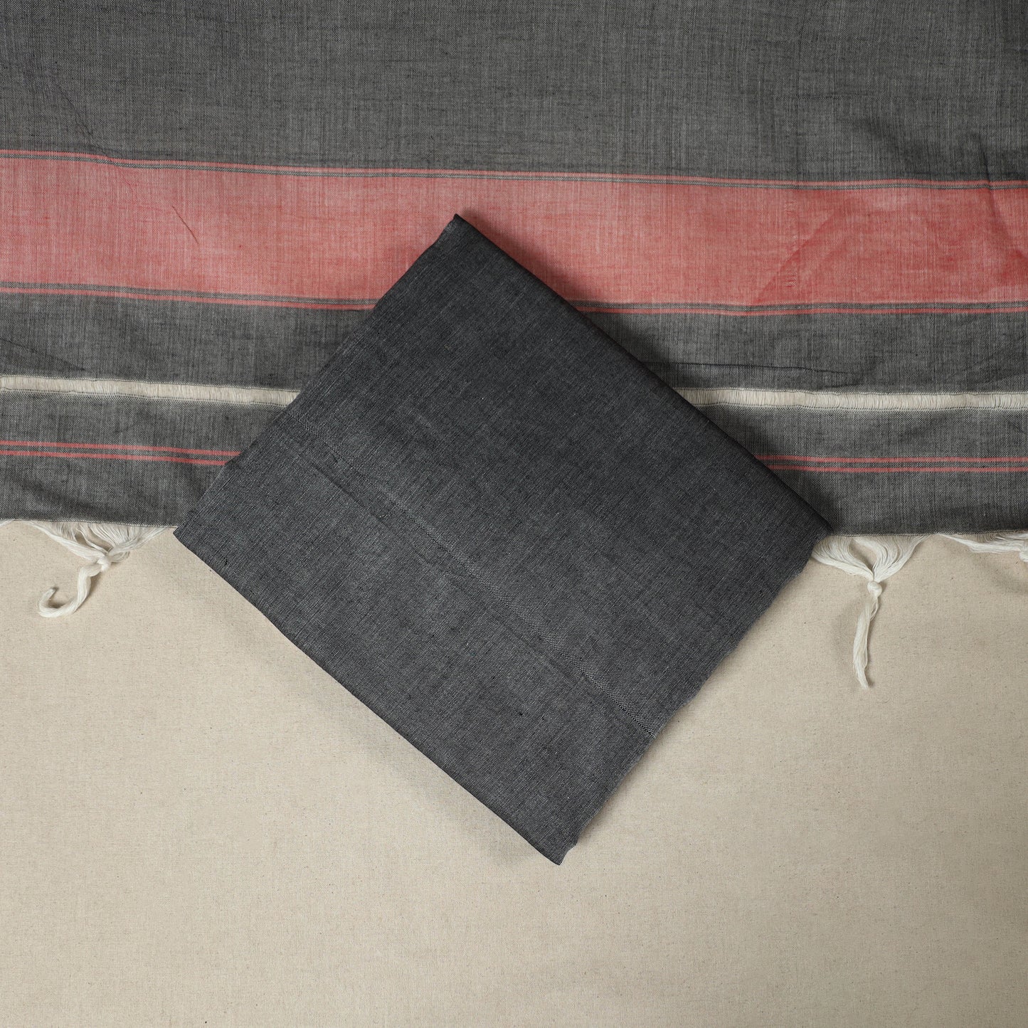 Grey 3pc Cotton Unstitched Dharwad Dress Material