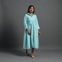 Alisha Light Blue Plain Button Down Woollen Dress 07