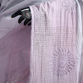 Lucknowi Chikankari Heavy Mukaish Work Pure Mul Chanderi Saree 01