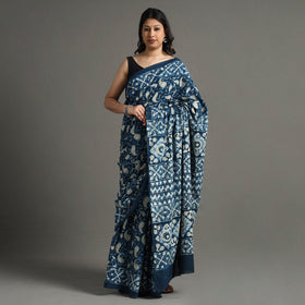  Pipad Hand Block Printed Cotton Saree 